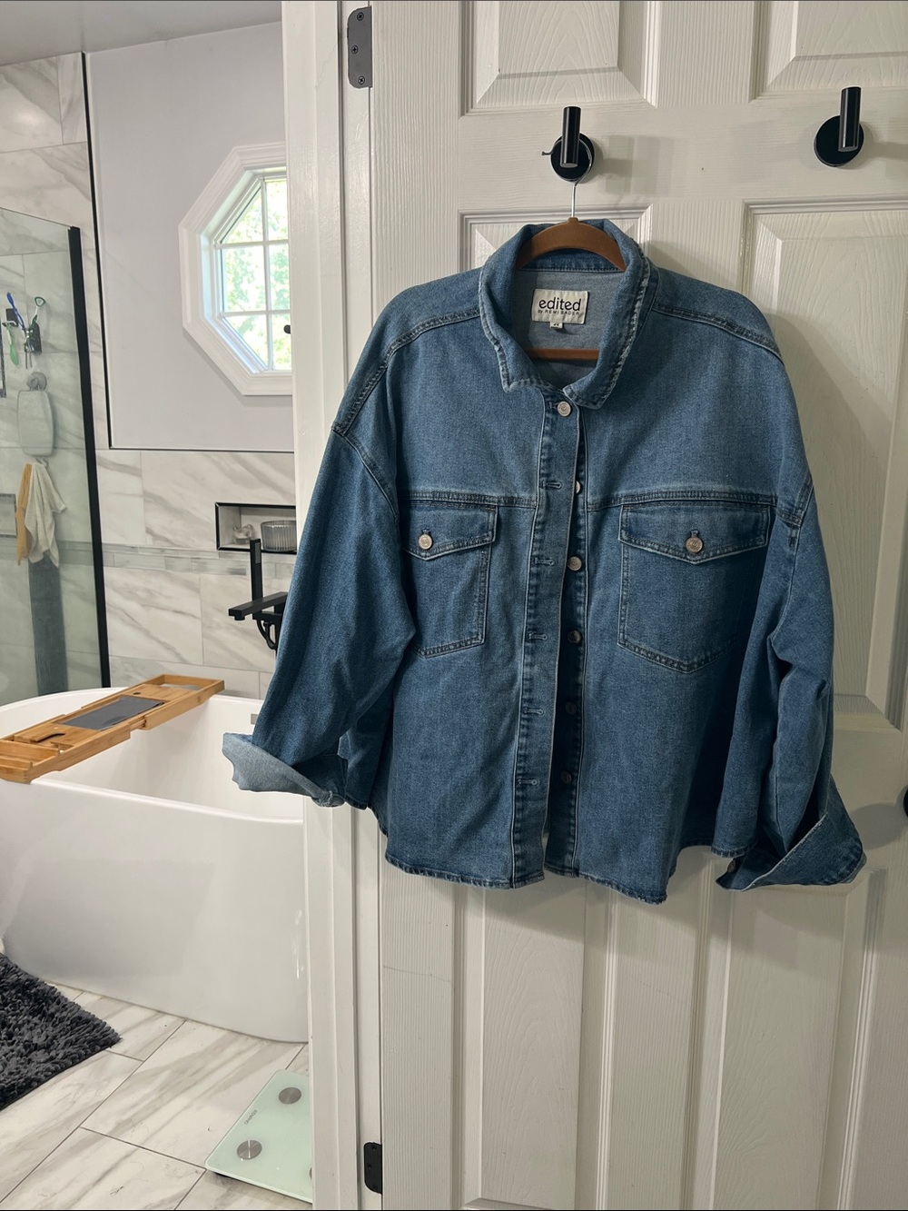 Edited by Remi Bader 4X Oversized Denim Jean Shirt Jacket Shacket